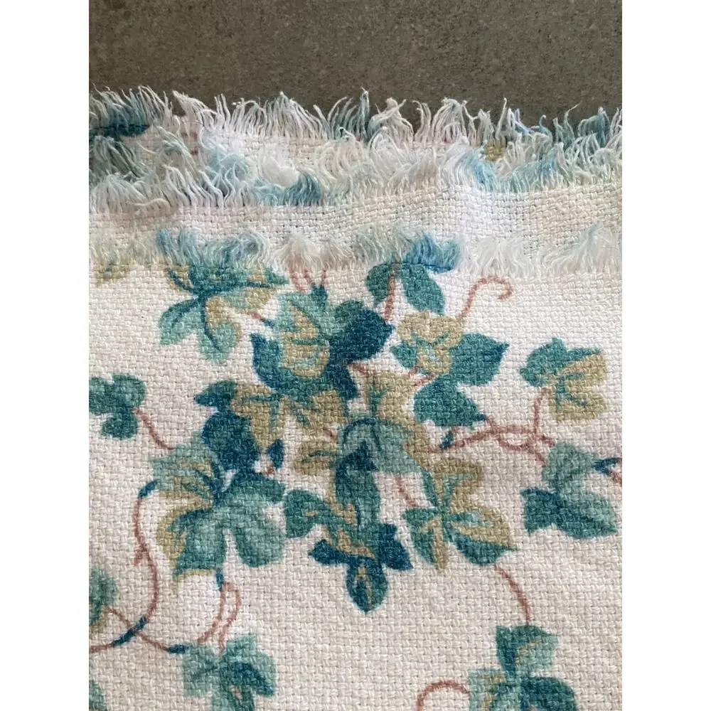 Green Foliage Vine Print Tablecloth with Fringe Edges 52
